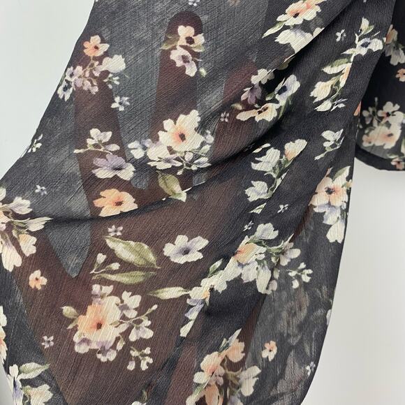 ASTR The Label Ditsy Floral Chiffon Faux Wrap Sheer Sleeve Womens Size Small - Picture 11 of 13